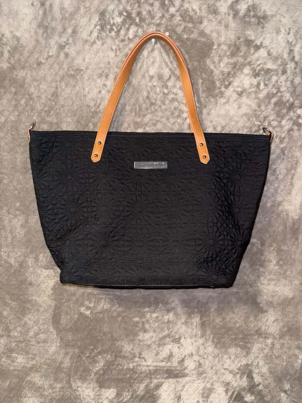 Petunia Pickle Bottom Black Quilted Tote Bag